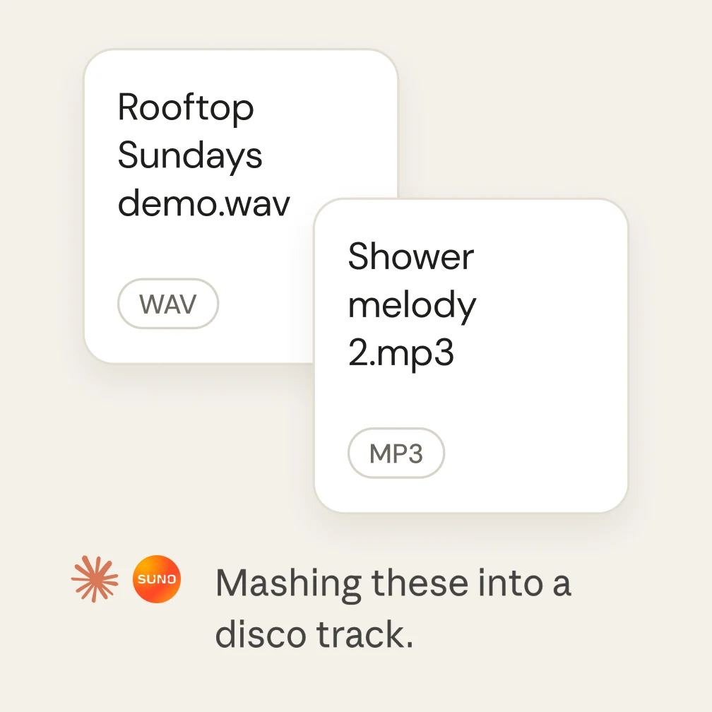 Two audio files, a wav and an mp3, being mashed into a disco track